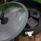 Puodas BRILLIANT 28x7,5 cm / 4,1 l su nuimamomis rankenomis ir stikliniu dangčiu (aliumininis su nepridegančia danga)