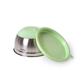 Mixing bowl 16x10 cm / 1.5 LTR with silicone bottom and PE lid (stainless steel)