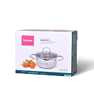 Stockpot CALLISTO 18x8.5 cm / 1.9 LTR with glass lid, pouring lip and lid strainer (stainless steel)