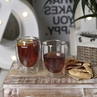 Cup set 2pcs ROMANO 300 ml double wall glass (borosilicate glass)