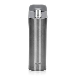 Double wall vacuum travel mug 450 ml Grey color (stainless steel)