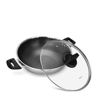 5456 FISSMAN Wok IRON CHEF 28x8.5 cm / 3.54 LTR cm with non-stick coating and glass lid (stainless steel)