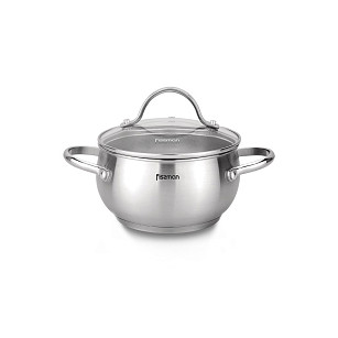 Stockpot MARTINEZ 16x9 cm / 1.8 LTR with glass lid (stainless steel)