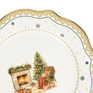 Šķīvis CHRISTMAS EVE 20 cm, zelta krāsā (jaunais kaula porcelāns)