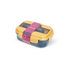 Lunch box with 3 compartments 21.5x15x8 cm / 1100 ml, yellow (plastic), art. 16740