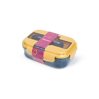 Lunch box with 3 compartments 21.5x15x8 cm / 1100 ml, yellow (plastic), art. 16740