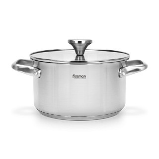 Stockpot MASTER CHEF 20x11 cm / 3.1 LTR with glass lid (stainless steel)