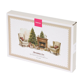 Taisnstūra šķīvis CHRISTMAS EVE 28x19 cm, zelta krāsā (jaunais kaula porcelāns)