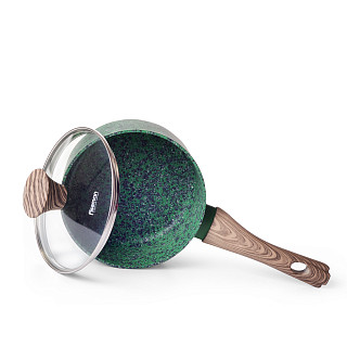 Sauce pan MALACHITE 16x7.8 cm / 1.4 LTR with glass lid with induction bottom (aluminium with non-stick coating)