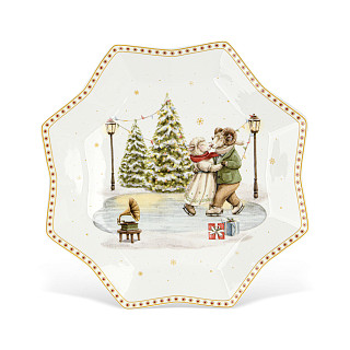 Daudzstūra formas šķīvis MIRACLE 27 cm (jaunais kaula porcelāns)