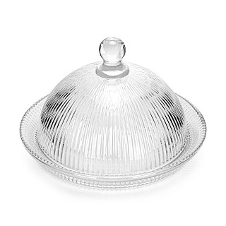 Cheese serving dish 13.7x9.8 cm with lid (glass)