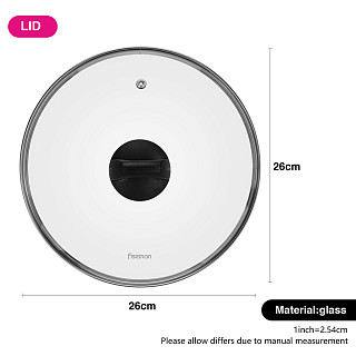 Glass lid 26 cm, black