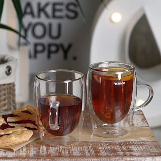 Cup set 2pcs RAF 300 ml double wall glass (borosilicate glass)