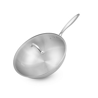 WOK keptuvė AETERNUM 32x9 cm su stiklo dangčiu (nerūd. pl.)