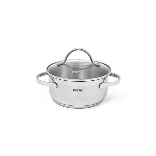 Stockpot LUMINOSA 16x7.5 cm / 1.5 LTR with glass lid (stainless steel)