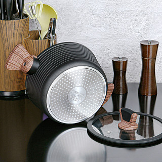 Кастрюля DIAMOND 24x12см / 4,5л со стеклянной крышкой (алюминий)