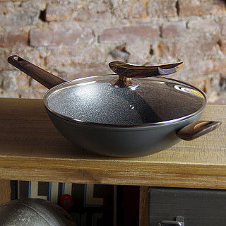 Keptuvė-WOK CAPELLA 30x8,5cm /4,3L su stikliniu dangčiu (aliuminis)