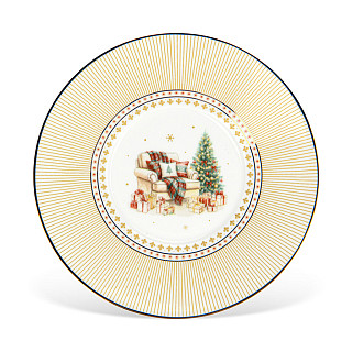Krūzīte CHRISTMAS EVE 250 ml ar apakštasīti, zelta krāsā (smalkais kaula porcelāns)