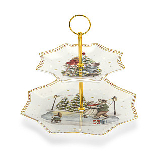 Divstāvu augļu trauks MIRACLE (jaunais kaula porcelāns)