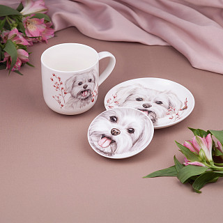 Porcelain saucer 10 cm Dogs