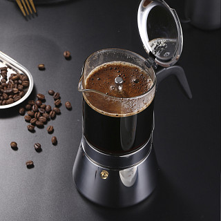Stovetop Espresso Maker for 9 cups / 360 ml (stainless steel+glass)