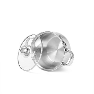 Stockpot PRIME 14x8.5 cm / 1.3 LTR with glass lid (stainless steel)
