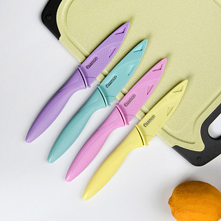 4" Paring knife CARAMELLA 10 cm with sheath (stainless steel) (72 pcs in displaybox)