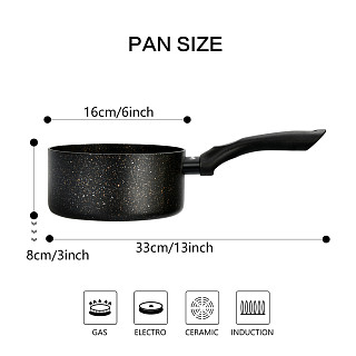 Sauce pan PROMO 16x8 cm / 1.5 LTR without lid with induction bottom (aluminium with non-stick coating)
