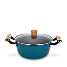 Stockpot SEAGREEN 24x11 cm / 4 LTR with glass lid (enamelled lightweight cast iron with non-stick coating)