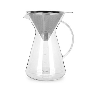 Coffee pot POUR OVER 900 ml with stainless steel filter (borosilicate glass)
