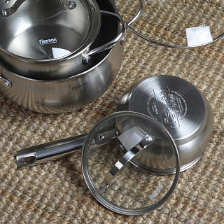 Saucepan MARTINEZ 14x7 cm / 1.1 LTR with glass lid (stainless steel)