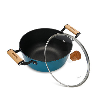 4015 FISSMAN Stockpot SEAGREEN 28x12 cm / 6 LTR with glass lid (enamelled lightweight cast iron with non-stick coating)