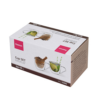 Dubultā stikla krūžu komplekts 90ml