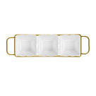 Bļodiņu komplekts metāla statīvā 3 gab. 35,8x10,7x6,3 cm (porcelāns)