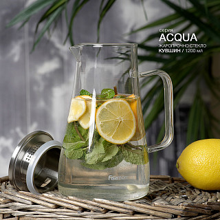 Кувшин ACQUA для горячих и холодных напитков 1200 мл (стекло)