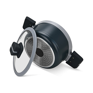 Stockpot Luxuria 20x10 cm / 2.5 LTR with glass lid with induction bottom (aluminium with non-stick coating)