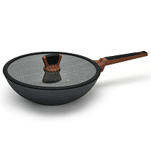 Wok keptuvė DIAMOND 28x8 cm / 3,6 l su stikliniu dangčiu