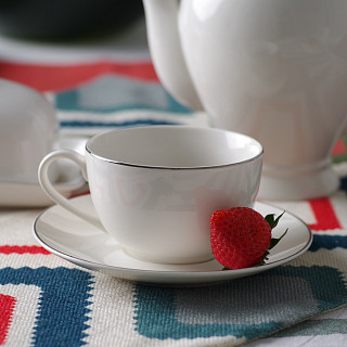 Tea Cup and saucer ALEKSA 250 ml color white (porcelain)
