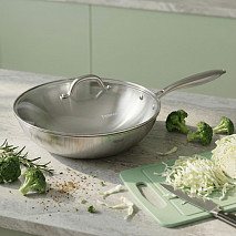 WOK panna AETERNUM 32х9 cm ar stikla vāku (ner. tēr.)