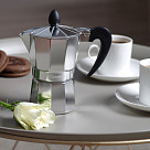 Set of Coffee Maker for 2 cups/120 ml (aluminium) and 2 ceramic cups with 2 saucers