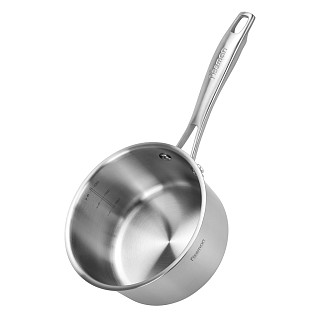 Sauce pan PREMIUM ONE 16x9 cm / 1,6 LTR with glass lid (stainless steel)