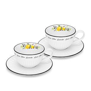 Tasīšu komplekts PROVENCE 250 ml x 2 gab. ar apakštasītēm (porcelāns)