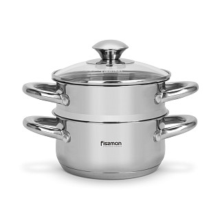 Puodas GULLIVER 14x7 сm / 1,1 l su įdėklu-dvigubu dugnu (nerūdijantis plienas)