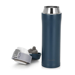 Double wall vacuum travel mug 450 ml Blue color (stainless steel), art. 9878
