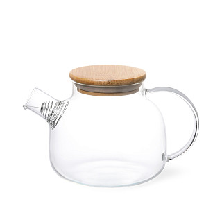 Tējkanna 800ml ar tērauda filtru un bambusa vāku Tējkanna 800ml ar tērauda filtru un bambusa vāku