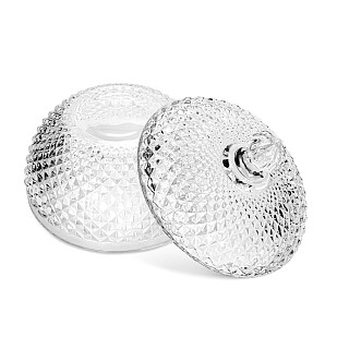 Cukraus indas 12x12 cm / 320 ml su dangteliu (stiklas)