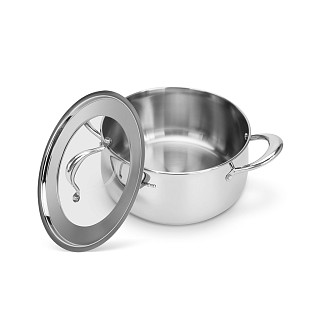 Saute pan ABSOLUTE PRO 26x7,5 cm / 3.9 LTR with glass lid (stainless steel)