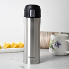 Double wall vacuum travel mug 450 ml, Black color (stainless steel)
