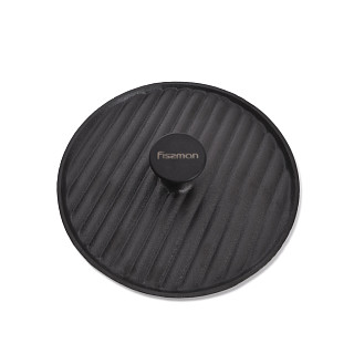 Round grill press 24cm with bakelite knob (cast iron)
