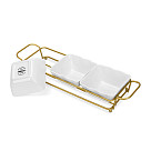 Bļodiņu komplekts metāla statīvā 3 gab. 35,8x10,7x6,3 cm (porcelāns)
